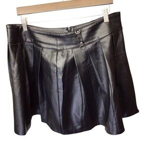 Forever 21 Black Faux Leather Skater Skirt